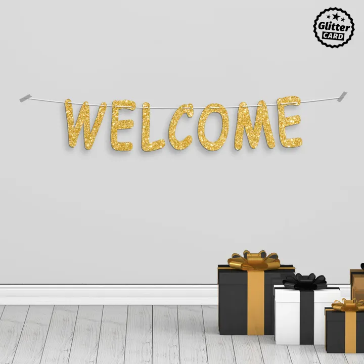 Welcome%20Glitter%20Banner%20For%20Party%20Decoration,%20Cursive%20Writing%20Style%20Wall%20Hanging,%20Baby%20Shower,%20Born%20Baby%20Birthday%20Banner%20in%20Gold,%20Black,%20Rose%20Gold%20Home%20Decor%20Bunting%20-%20Image%203