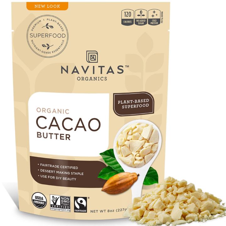 Navitas Organics Cacao Butter, 200grams — Organic, Non-GMO, Fair Trade, Gluten-Free