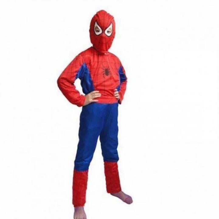 Spiderman Costume for Kids Age 3-4 Years Red & Blue Polyester
