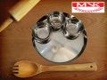 Traditional Indian Thali Steel Dinner plate with 3 Piyali Bowls Lunch Plates. 