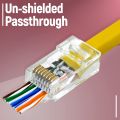 Pack of 2 - RJ45 Cat5e Pass Through Connectors - Easy to Crimp Modular Plug for Solid or Stranded UTP Network Cable  Male Ethernet Connector End. 