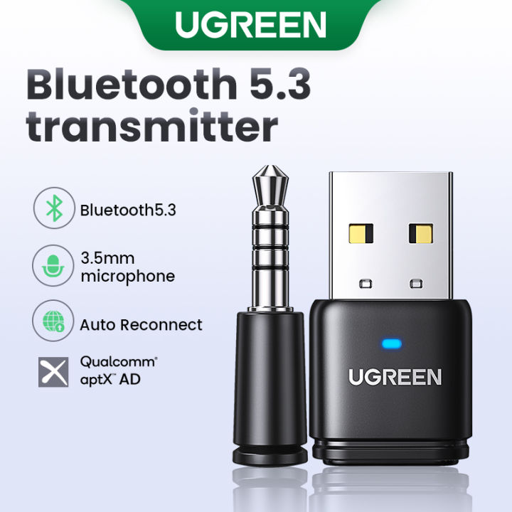UGREEN USB Bluetooth 5.3 Tran‘smitters APTX HD 3.5mm Audio Adapter Plug and Play for PS4 PS5 Switch Gaming Mac