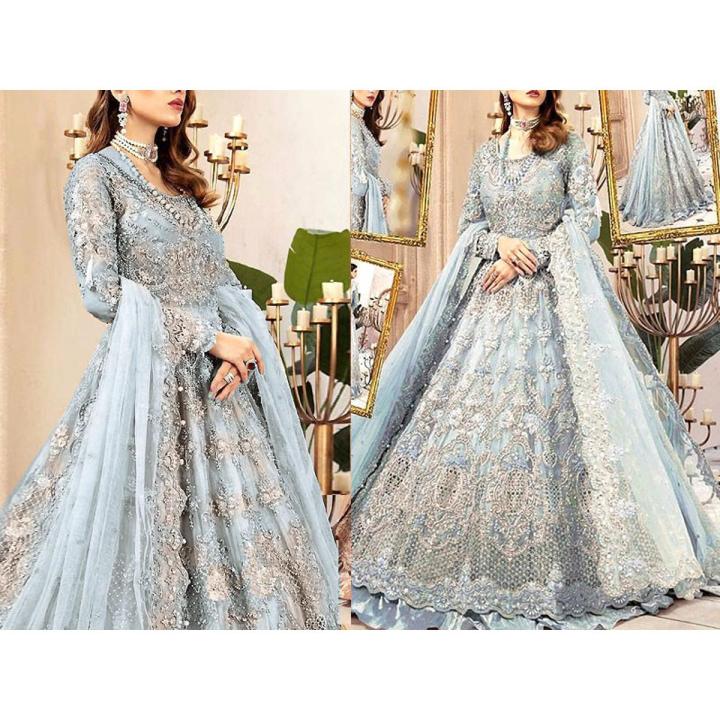 Luxurious 3D Handwork Embroidered Net Bridal Maxi Dress For Women For Girls Daraz.pk