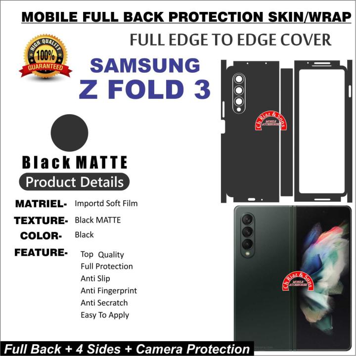 SAMSUNG Z FOLD 3 FULL BACK 360 PREMIUM Protection Skin / Wrap-MATTE BLACK
