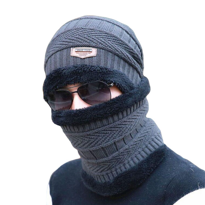 Winter Woolen Cap for Men And Women With Neck Cover, Beanie Neck Warmer Cap Full Set, 2 Piece Garam Muffler Topi For Ladies, Winter Collection stylish skull, Thicken Hedging Balaclava Skullies