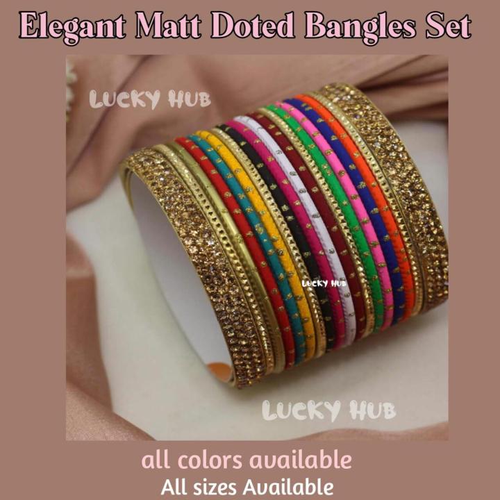 Jewellery for girls Stylish Matt Doted Bangles Kara Set | For Girls and Ladies| Casual and Formal | all sizes in all colors available
