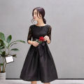 Star Garnet Bow Belt Silk Frock for Girls & Ladies (B-111). 