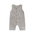 Baby Boy's Girl's Jumpsuit, Round Neck Sleeveless Button Down One Piece Romper for 0-3 Year-Old Toddler. 