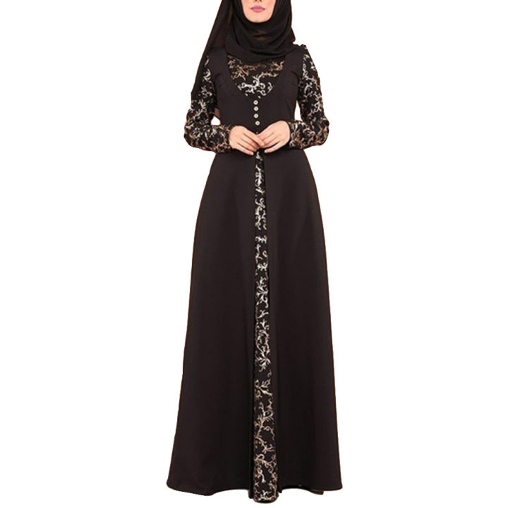 Party Elegant Muslim Women Long Sleeve Kaftan Maxi Dress without Hijab For Ladies enchantment Dresses Hot