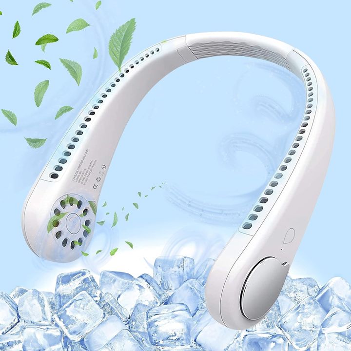 Neck Fan Portable Bladeless Neck Fans Rechargeable 360° USB Cooling Fan Super Strong Hanging Neck fan Portable Fan Super Quiet Fan Dual Cooling Fan Summer Fan for School Outdoor Sports Home Office Travel