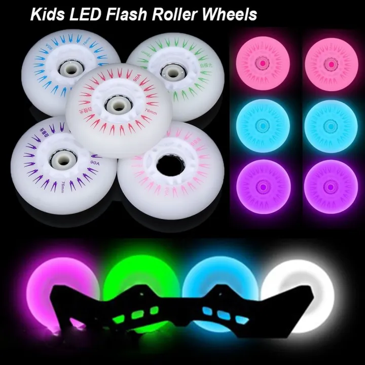 4pcs LED 70mm 68mm 64mm 60mm 62mm Flash Wheel 80mm 76mm 72mm Roller Wheels Parts Outdoor Inline Skates