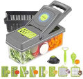 Multifunctional 14 in 1 Vegetable Chopper Slicer, Food Chopper with 8 Blades, chopper and Container for Salad, Onion Chopper, Veggie Slicer, Cutter Dicer, Potato Carrot Garlic Chopper, Kitchen Gadget, Easy-to-Clean Vegetable Dicer, Efficient Food ,chopper. 