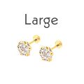 Small Size 100% Pure Gold-plated Girls Tops, Chandi Screw Stud Earrings  (With Box). 