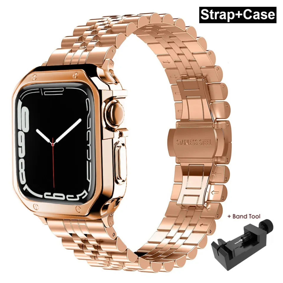 Stainless Steel Strap Case For Apple Watch Series 8 7 6 SE 5 4 3 2 1 41mm 45mm 49mm 38mm 42mm Strap Case Daraz.pk