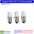 5pcs KPR 12V 0.7A OEM Xenon Flashlight Bulb, Original KPR 0IGAWA XPR12 Miniature Replacement for Work Lights and Emergency Lamps by Electrica. 