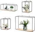 Wall Mounted Floating Shelves Black Set of 4 Rectangle, Modern Metal Wall Shelf, Simple Wood Partition Storage Shelves, Wall Decor Rack for Bedroom, Living Room, Kitchen and Office Customized by Creative Decore. 