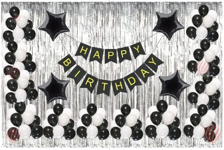 Happy%20Birthday%20Decoration%20White%20and%20Black%20Theme%20set%20(%201%20x%20Black%20Banner%20-%2030%20Black%20and%20White%20Balloons%20-%201%20x%20Silver%20Curtain%20-%204%20x%20Black%20Stars)-%20White%20and%20Black%20Theme%20set%20-%20Birthday%20Decorations%20-%20Wedding%20Party%20-%20Engagement%20-%20Bridal%20Shower%20-%20-%20Image%202