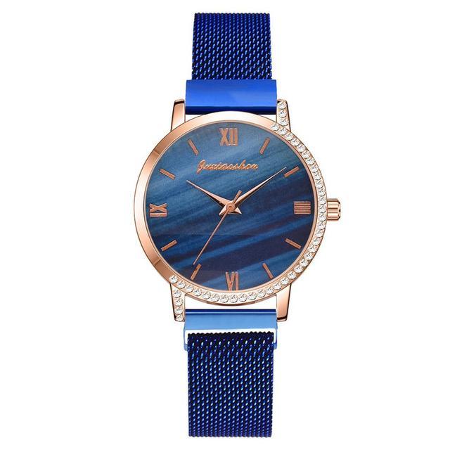 Luxury Fashion Magnetic Women Watches Rose Gold Stainless Steel Mesh Strap Ladies Quartz Wristwatches Minimalist Female Clock