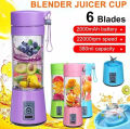 USB Rechargeable Juicer Blender 6 Blades - Electric USB Rechargeable Juicer Blender - Electric Blender for Juice, Food Juice Shakes Power Mixer - Mini Juicer Milkshake Smoothie Maker - Fresh Fruits Juices Maker For Gym Outdoor. 