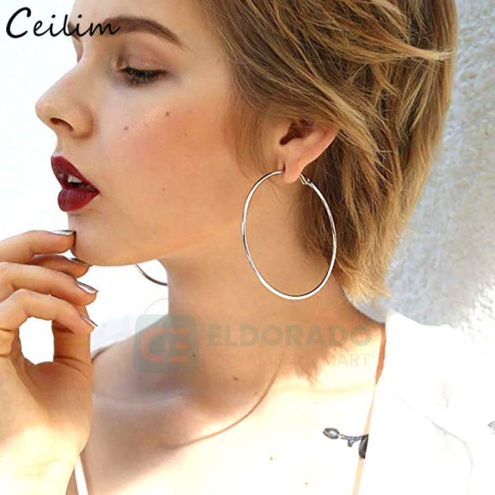 Large Size Classic Round Hoop Earrings For Girls and Women