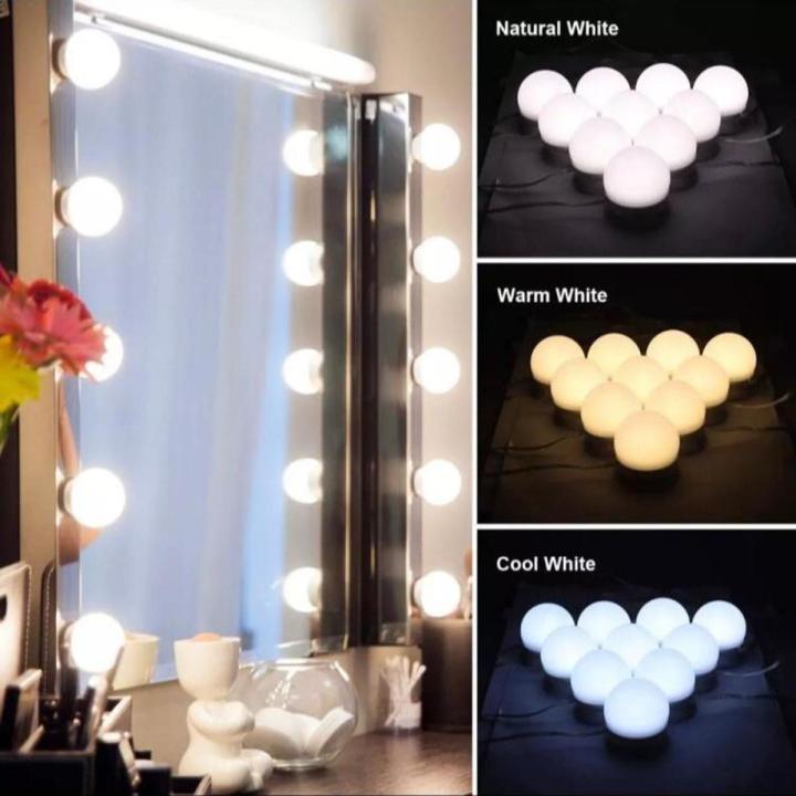 Vanity Light LED Bulbs for Makeup Mirror Stand | 10 Bulbs with 3 Light Modes