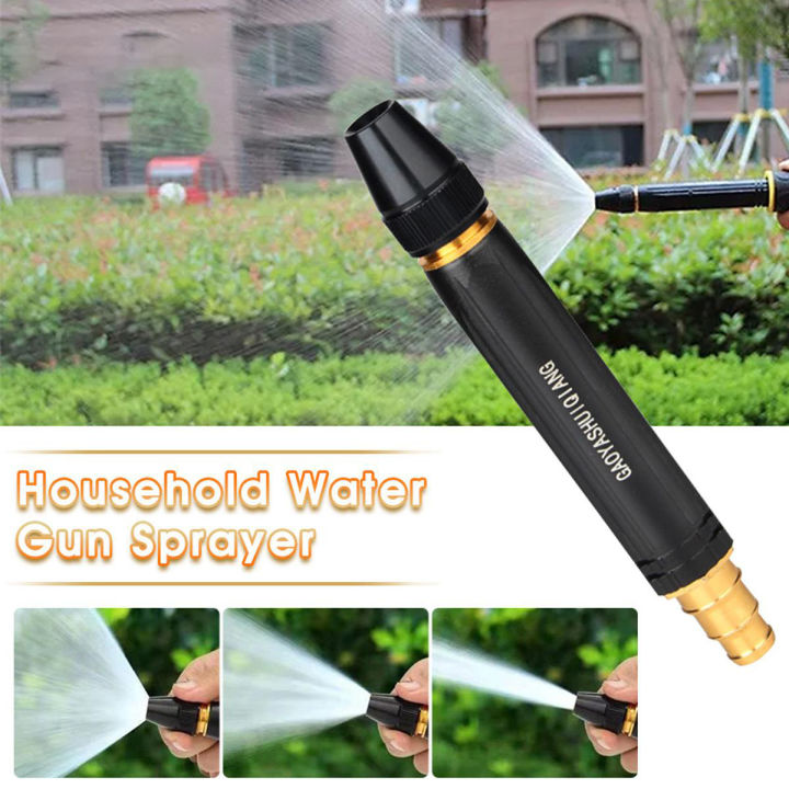 (No Tube)Geepact LH-1125 Portable Water Sprayer Nozzle Adjustable Metal High Pressure Car Washing Garden Hose Sprinkler System Car Wash Watering Water Spray Nozzle Copper Core Pressure Booster Nozzle Car Accessories