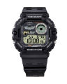 Casio General Mens Black Resin Case Round Digital World Time, Moon Data, Tide Graph, Stop Watch, Alarm, LED Light, Multi-Function Black Dial Black Resin Strap Watch-WS-1700H-1AVDF. 