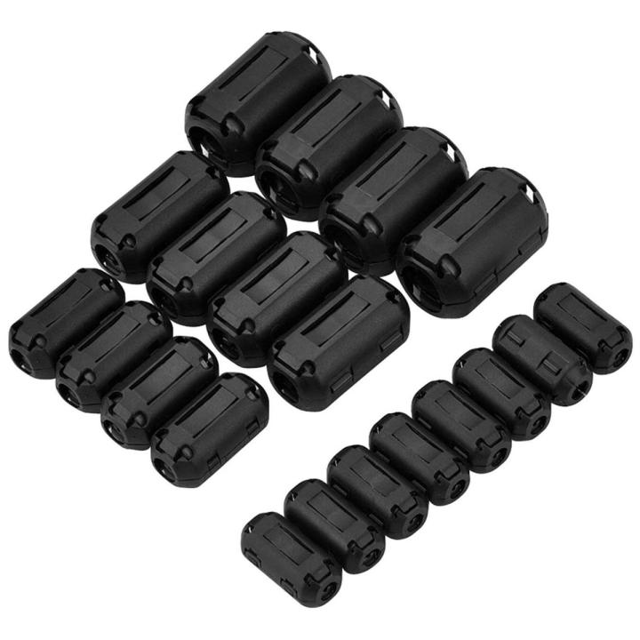 20 Pieces Clip-on Ferrite Ring Core RFI EMI Noise Suppressor Cable Clip for 3mm/ 5mm/ 7mm/ 9mm/ 13mm Diameter Cable, Black
