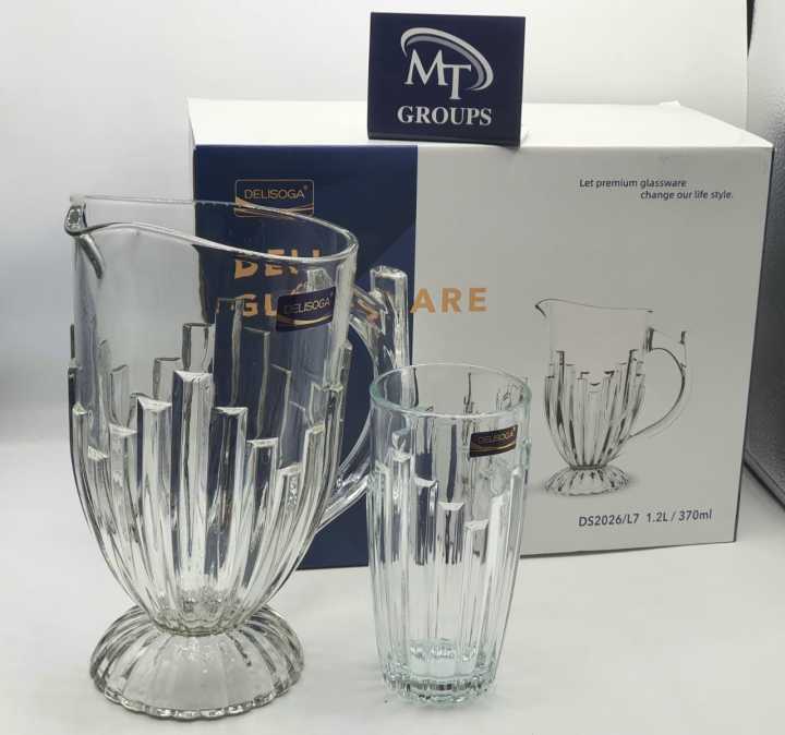 Deli soga glassware water set 1 PC jug & 6 PC glass delisoga made in china