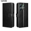 Vantime for Infinix Smart 8 / Smart 8 Pro / Smart 8 Plus Retro Crazy-horse Wallet Case Cards Holder Flip Cover. 