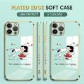 (Free Lanyard) Luxury 6D Plating Case for iPhone XS MAX Phone Cases Happy Cartoon Puppy Side Print Soft Silicone Square Back Cover. 