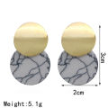 Korean Style Stone Design Round Acrylic Earrings. 