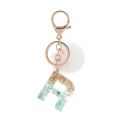 1Pc Blue Pompom Letter Keychain Words Keyring with Puffer Ball Glitter Gradient Color Resin Crafts Handbag Charms. 