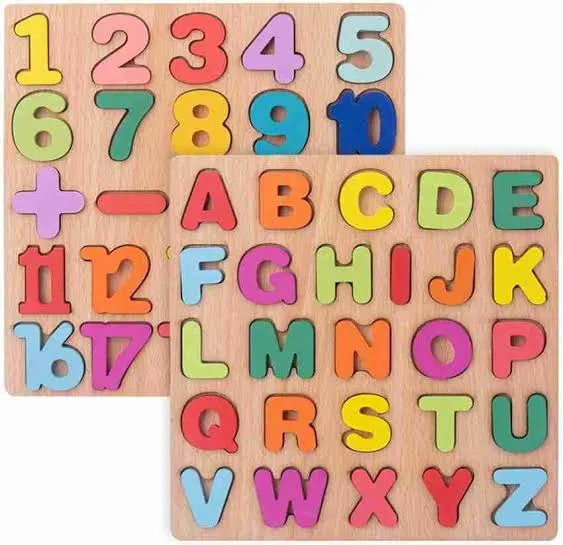 Wooden ABC, counting and board for kids - 3d learning wooden board for ...