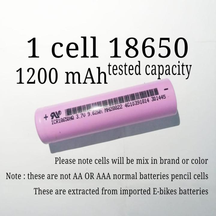 18650 lithium ion cell 3.7 volt to 4.2 volt rechargeable battery tested capacity 1200 mah 18650 cells each cell price 129 rupees