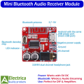XY-BT-Mini 5V Bluetooth Audio Receiver Module | Wireless Bluetooth Decoder Board for Amplifier, DIY Speaker, Car & Home Audio Projects by Electrica. 
