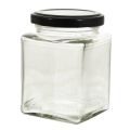 Set of 6 Glass Jars 500ml Square Shape for Spices Honey Food Storage. 