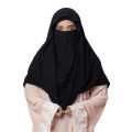 Misri Hijab With Attached Niqab - Super Breathable – Opaque Good Coverage Front and Back, Thick but Feels Light for Girl. 