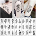 Sketching flower with high-end butterfly black and white scar covering rose small fresh temporary tattoo sticker. 