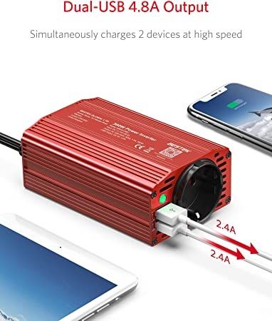 BESTEK%20300W%20Power%20Inverter%20DC%2012V%20to%20AC%20230V%20240V%20Transformer%20Car%20Charger%20Lighter%20Adapter%20with%203%20Pin%20Plug%20and%20Dual%20USB%20Ports%20(Red)%20-%20Image%203