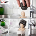 Soap Sponge Holder for Kitchen Sink Cute & Funny Dish Scrubber Holder Kitchen Organizer- Includes 1 Metal Scrubber. 
