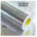 Aluminium Foil Self Adhesive Sticker Roll, Silver & Golden color Kitchen Backsplash Wallpaper, Heat Resistant Oil Proof Waterproof Aluminium Sheet DIY Sticker for Stove, Shelves, Drawers, Home, Cabinet, Furniture, Wall 40x200cm. 