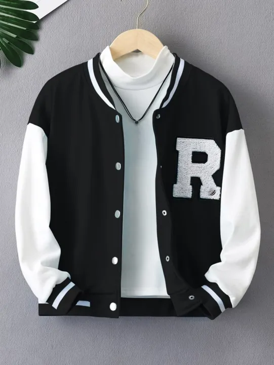 Varsity Iconic R Printed Varsity Baseball Jacket - Image 1