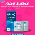 Durex Pack of 3 - Durex Extra Safe 12s Condoms + Durex Invisible Extra Thin 3s Condoms x 2. 