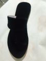 Black Velvet Kolapuri Chappal for Women & Girls - Comfortable. 