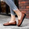 PU Light Leather For Women Casual Flat Ladies Shoes Nurse Soft Peas Loafer Flats 35-41. 
