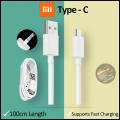 Xiaomi Mi USB Type C Cable - Length 100 Cm - Fast Charging Supported - Universal Type C Data Cable  - Model SJX14ZM – White. 