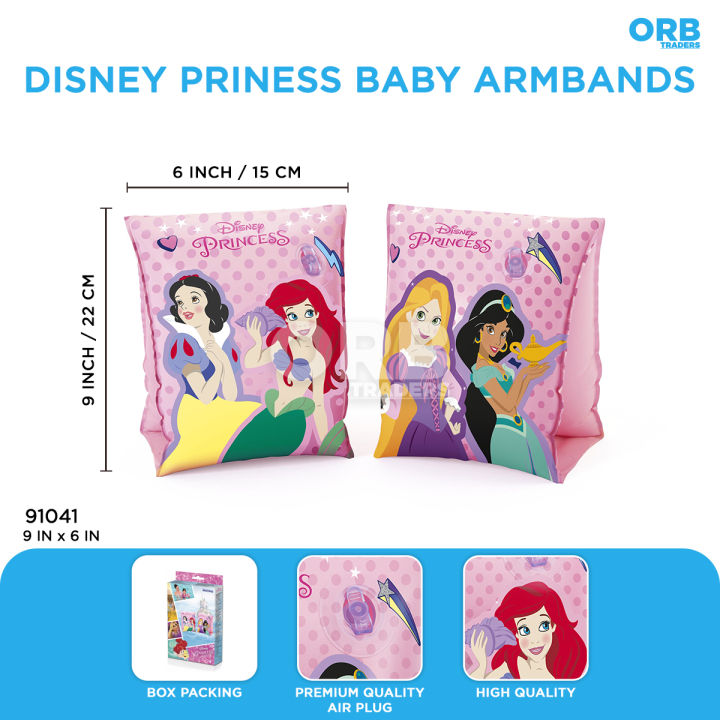 Bestway 91041 Disney Princess Swimming Arm Bands Inflatable Swimming Accessories Cartoon Princess Characters Ariel_ Jasmine, Snow White & Rapunzel Printed Armbands Swim Fun