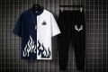 New trendy fired printed black & white premium quality tracksuit for men and boys. 