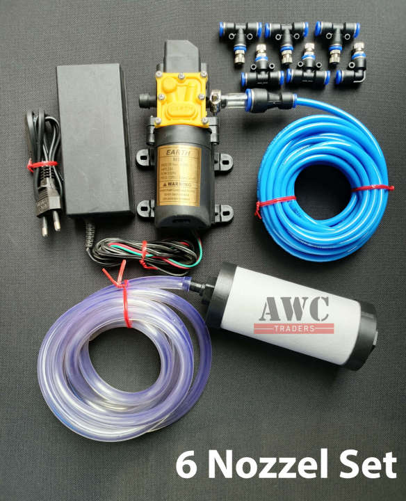 Garden Water Mist Spray Electric Diaphragm Pump Kit Greenhouse irrigation Outdoor Misting Cooling System 12V supplay